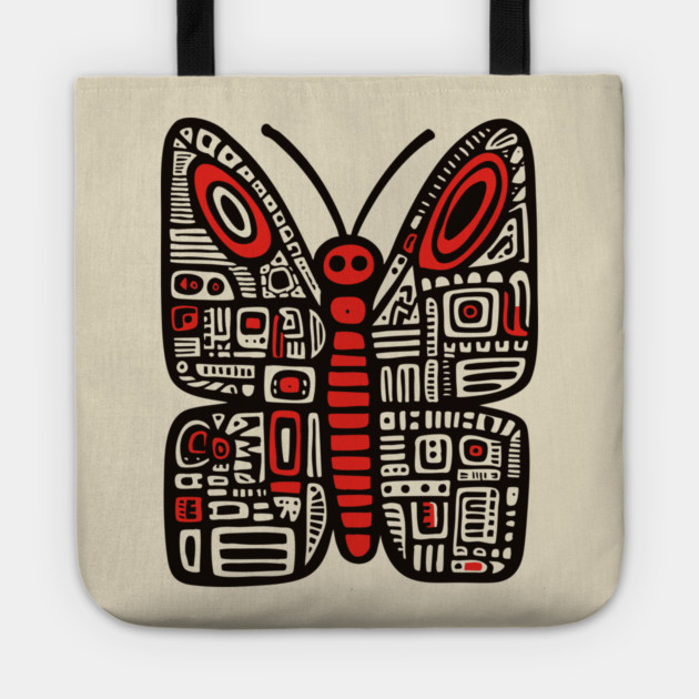 Geometric Folk Art Butterfly for Nature Loving Kids Tote by TuncGK