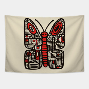 Geometric Folk Art Butterfly for Nature Loving Kids Tapestry