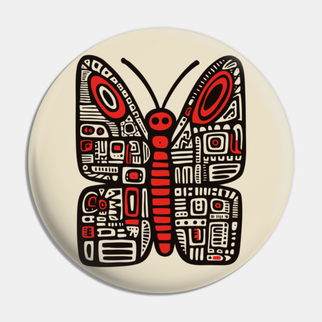 Geometric Folk Art Butterfly for Nature Loving Kids Pin by TuncGK