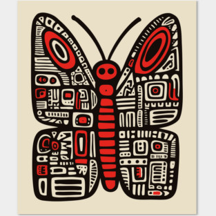 Geometric Folk Art Butterfly for Nature Loving Kids Posters and Art