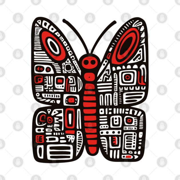 Geometric Folk Art Butterfly for Nature Loving Kids by TuncGK