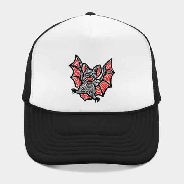 Cute Bat Linocut Art for Spooky Nursery or Kids Halloween by TuncGK