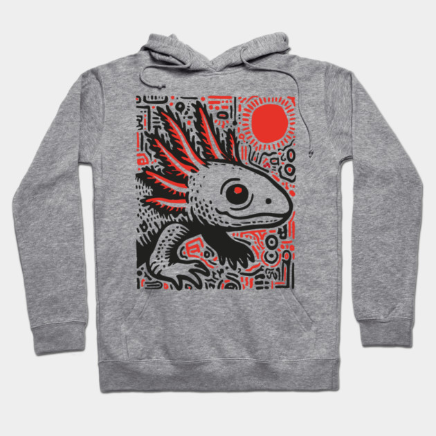 Quirky Axolotl Folk Art Print for Science Kid Bedroom Decor Hoodie by TuncGK