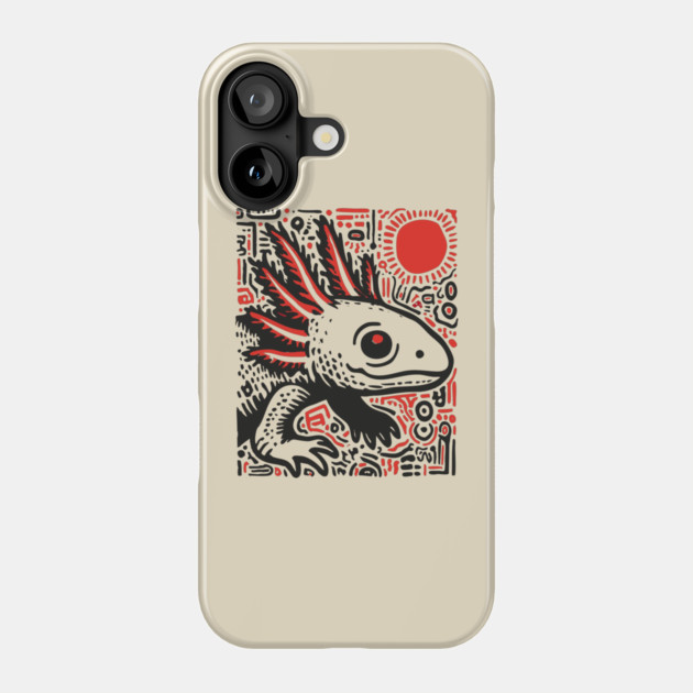 Quirky Axolotl Folk Art Print for Science Kid Bedroom Decor Phone Case by TuncGK