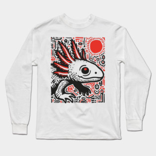 Quirky Axolotl Folk Art Print for Science Kid Bedroom Decor Long Sleeve T-Shirt