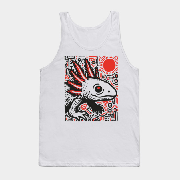 Quirky Axolotl Folk Art Print for Science Kid Bedroom Decor Tank Top by TuncGK
