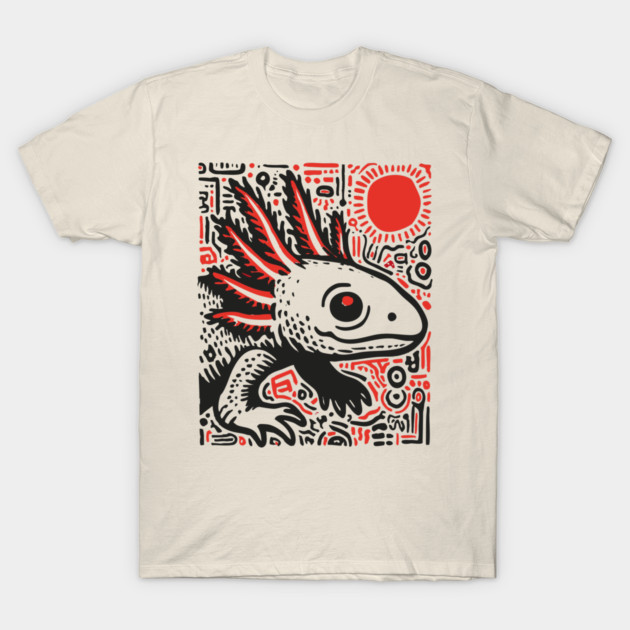 Quirky Axolotl Folk Art Print for Science Kid Bedroom Decor T-Shirt by TuncGK