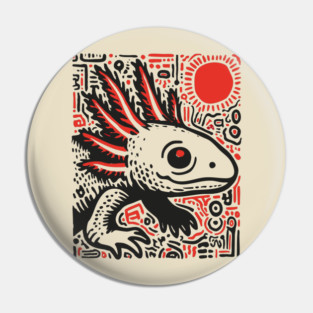 Quirky Axolotl Folk Art Print for Science Kid Bedroom Decor Pin
