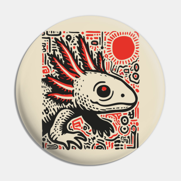 Quirky Axolotl Folk Art Print for Science Kid Bedroom Decor Pin by TuncGK