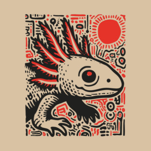 Quirky Axolotl Folk Art Print for Science Kid Bedroom Decor T-Shirt