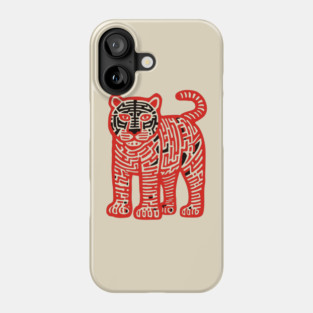 Fierce Red Tiger Maze Art for Cool Kids Phone Case