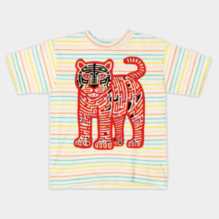 Fierce Red Tiger Maze Art for Cool Kids Kids T-Shirt