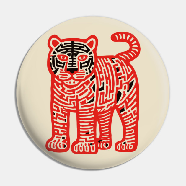 Fierce Red Tiger Maze Art for Cool Kids Pin by TuncGK