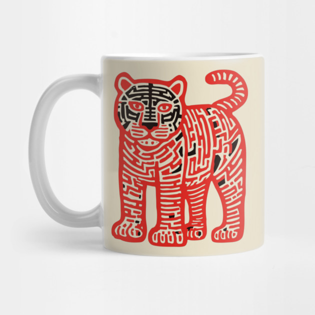 Fierce Red Tiger Maze Art for Cool Kids by TuncGK