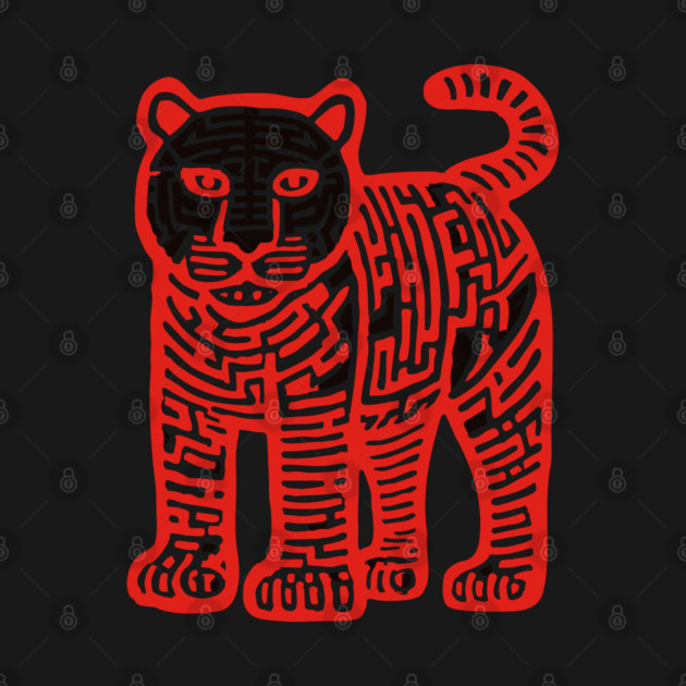Fierce Red Tiger Maze Art for Cool Kids by TuncGK