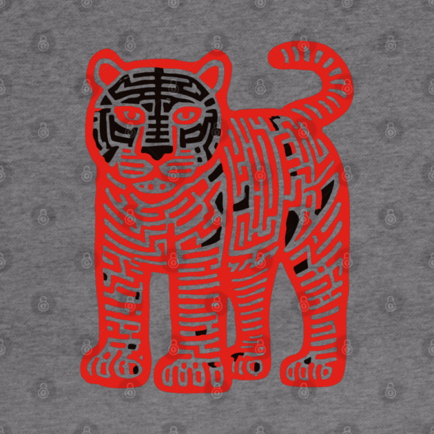 Fierce Red Tiger Maze Art for Cool Kids by TuncGK