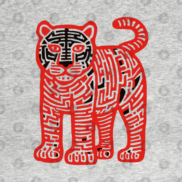 Fierce Red Tiger Maze Art for Cool Kids by TuncGK