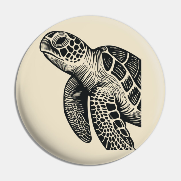 Serene Sea Turtle Linocut Print for Calming Ocean Nursery Decor Pin by TuncGK