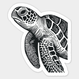 Serene Sea Turtle Linocut Print for Calming Ocean Nursery Decor Sticker