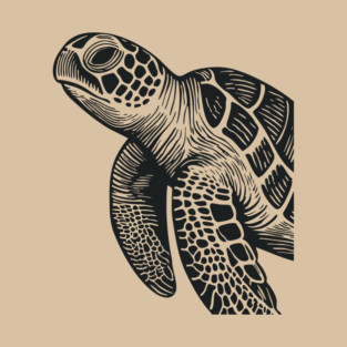 Serene Sea Turtle Linocut Print for Calming Ocean Nursery Decor T-Shirt