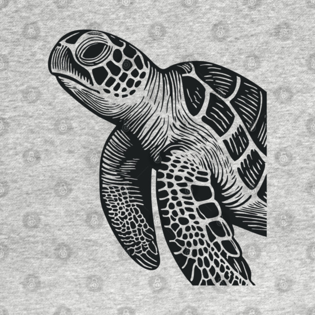 Serene Sea Turtle Linocut Print for Calming Ocean Nursery Decor by TuncGK