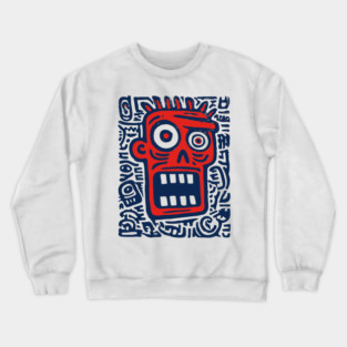 Expressive Street Art Face for Edgy Dorm Room Crewneck Sweatshirt