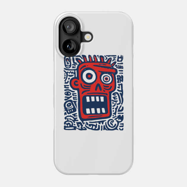 Expressive Street Art Face for Edgy Dorm Room Phone Case by TuncGK