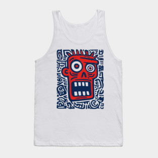 Expressive Street Art Face for Edgy Dorm Room Tank Top