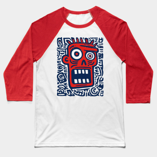 Expressive Street Art Face for Edgy Dorm Room Baseball T-Shirt by TuncGK