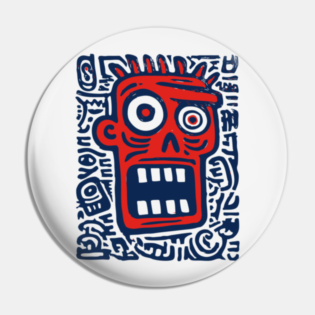 Expressive Street Art Face for Edgy Dorm Room Pin by TuncGK