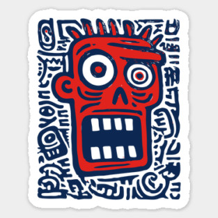 Expressive Street Art Face for Edgy Dorm Room Sticker