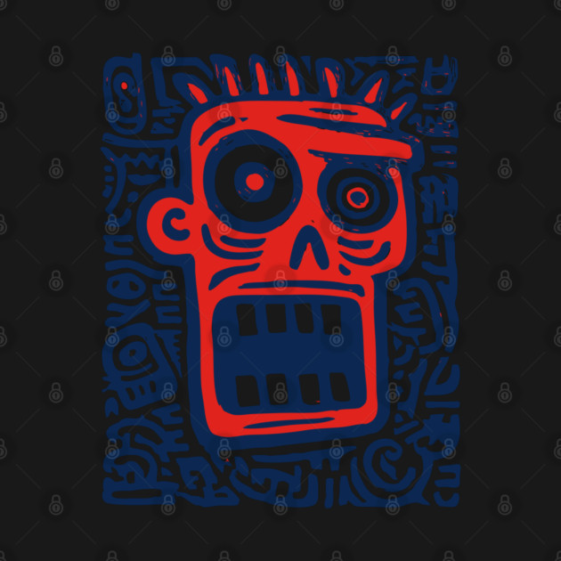 Expressive Street Art Face for Edgy Dorm Room by TuncGK