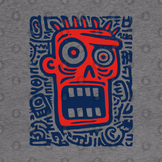 Expressive Street Art Face for Edgy Dorm Room by TuncGK