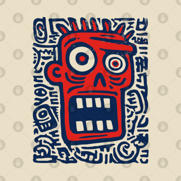 Expressive Street Art Face for Edgy Dorm Room by TuncGK