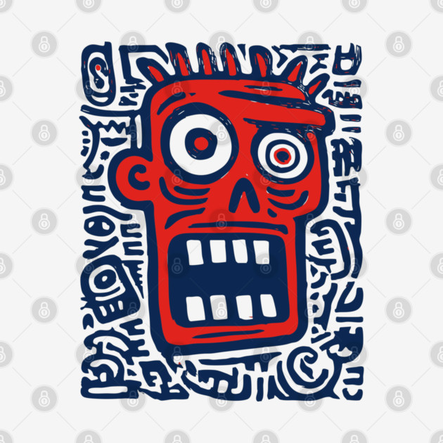 Expressive Street Art Face for Edgy Dorm Room by TuncGK