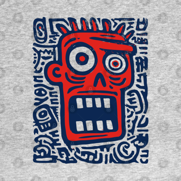 Expressive Street Art Face for Edgy Dorm Room by TuncGK