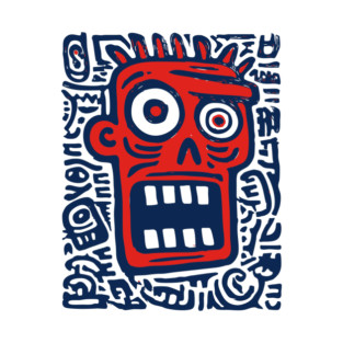 Expressive Street Art Face for Edgy Dorm Room T-Shirt