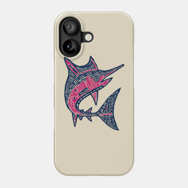 Dynamic Swordfish Block Print for Kids Ocean Adventure Room Phone Case by TuncGK