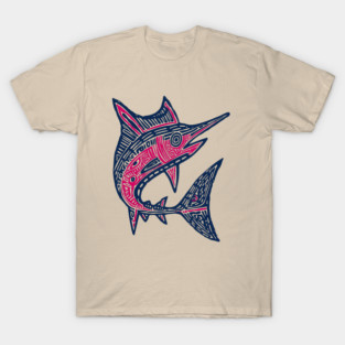 Dynamic Swordfish Block Print for Kids Ocean Adventure Room T-Shirt