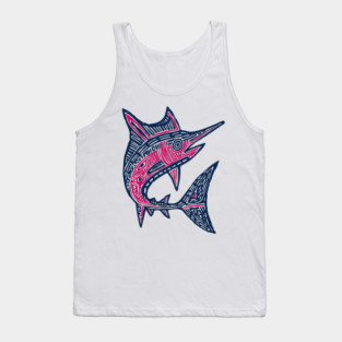 Dynamic Swordfish Block Print for Kids Ocean Adventure Room Tank Top