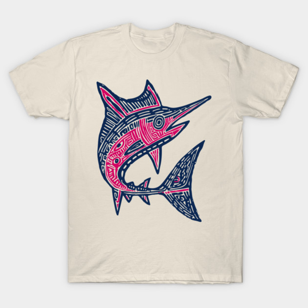 Dynamic Swordfish Block Print for Kids Ocean Adventure Room T-Shirt by TuncGK