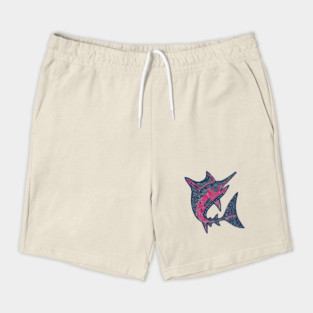 Dynamic Swordfish Block Print for Kids Ocean Adventure Room Shorts