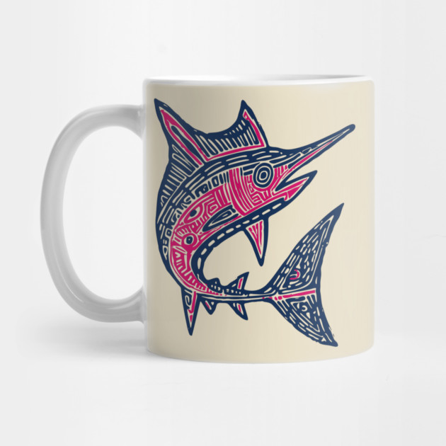 Dynamic Swordfish Block Print for Kids Ocean Adventure Room by TuncGK