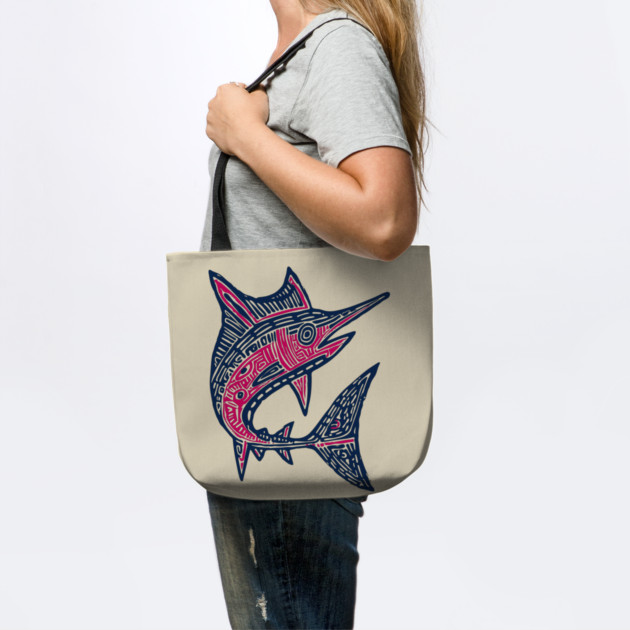 Dynamic Swordfish Block Print for Kids Ocean Adventure Room by TuncGK