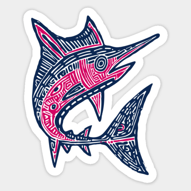 Dynamic Swordfish Block Print for Kids Ocean Adventure Room Magnet by TuncGK