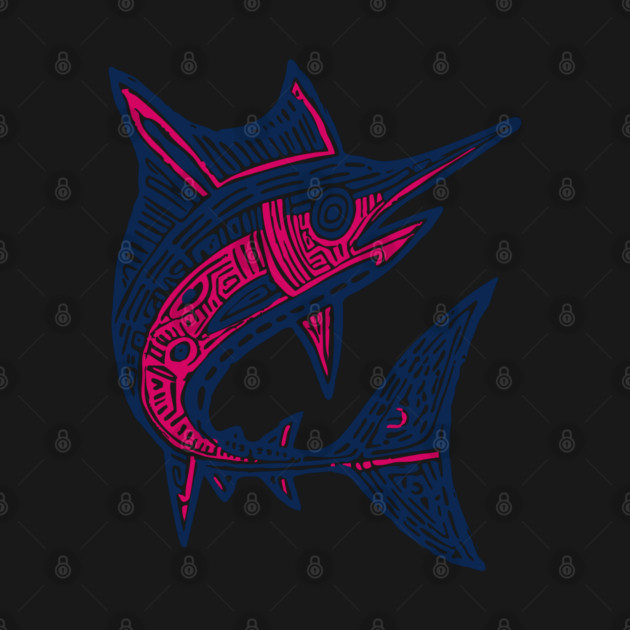 Dynamic Swordfish Block Print for Kids Ocean Adventure Room by TuncGK