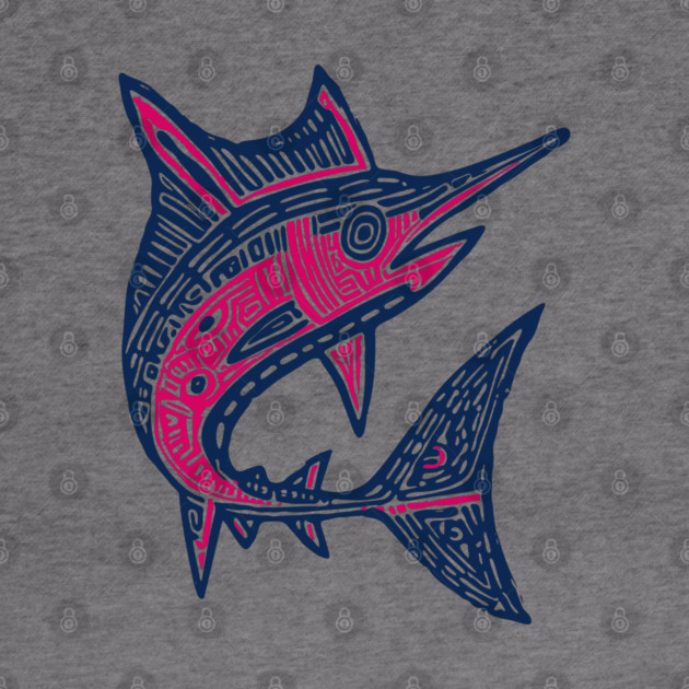 Dynamic Swordfish Block Print for Kids Ocean Adventure Room by TuncGK