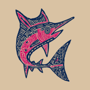 Dynamic Swordfish Block Print for Kids Ocean Adventure Room T-Shirt