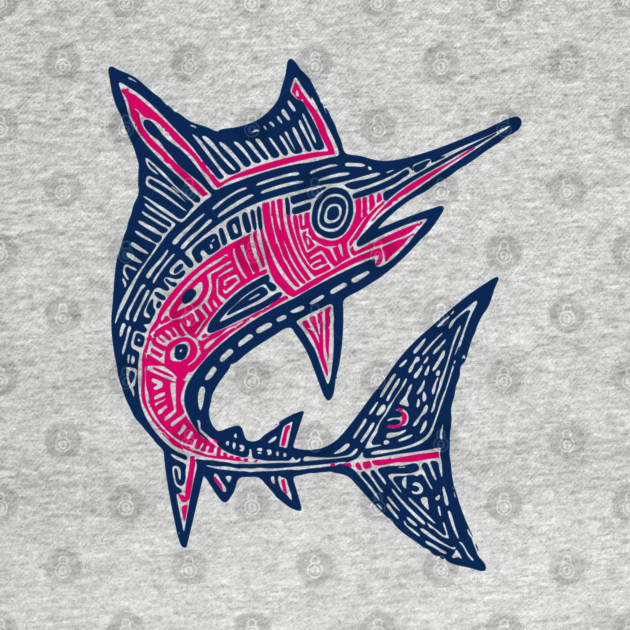 Dynamic Swordfish Block Print for Kids Ocean Adventure Room by TuncGK