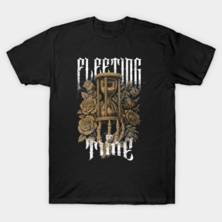 Fleeting of Time – Hourglass & Roses Dark Art T-Shirt